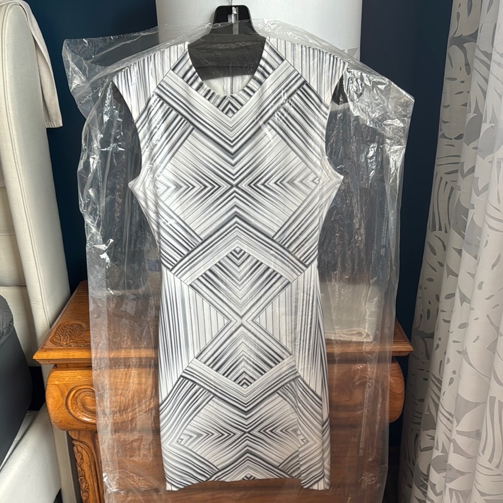 Torn by Ronny Kobo Black and White Sheath Midi Dress